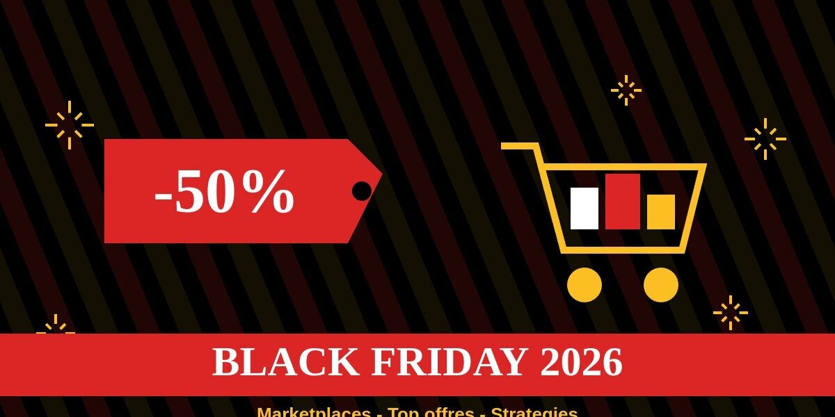 Black Friday marketplaces 2026 illustration etiquette promo caddie shopping reductions