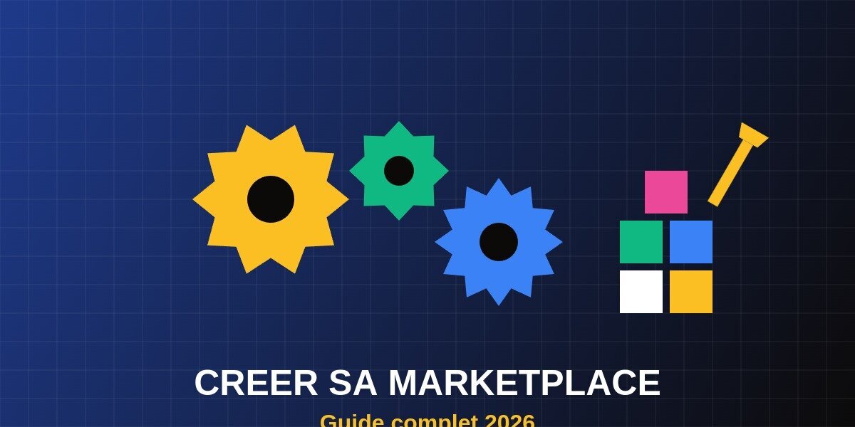 Creer sa marketplace 2026 illustration engrenages outils plateforme e-commerce