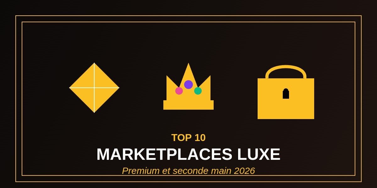 Top 10 marketplaces luxe 2026 illustration diamant couronne sac premium Farfetch Vestiaire