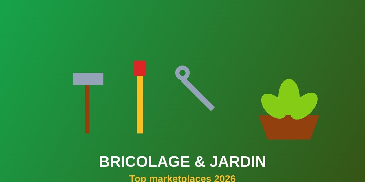 Top marketplaces bricolage jardin 2026 illustration outils marteau cle plante DIY