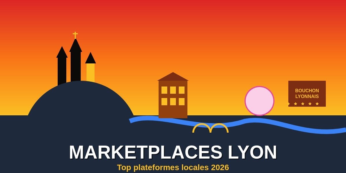 Top marketplaces Lyon 2026 illustration Fourviere basilique Saone bouchon lyonnais macaron